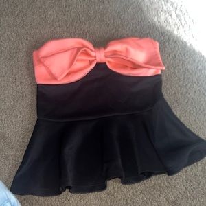 Staples pink bow blouse